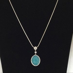 Going….Silver 30” Aquamarine Faceted Cab Pendant New!